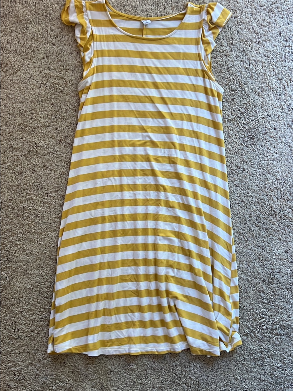 Old Navy Yellow and White Striped Midi Dress